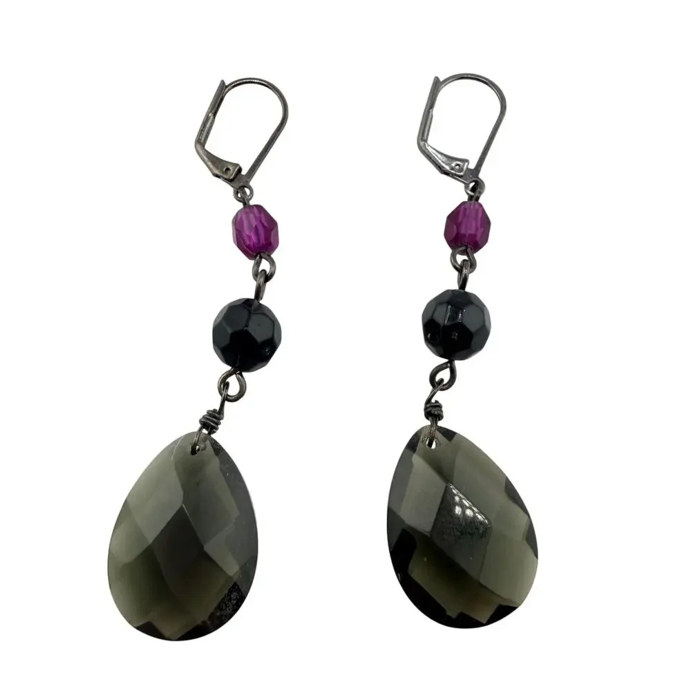 Modern Glass Vamp Gray Raspberry Glass Deardrop Beads Dangle Drop 2.5
